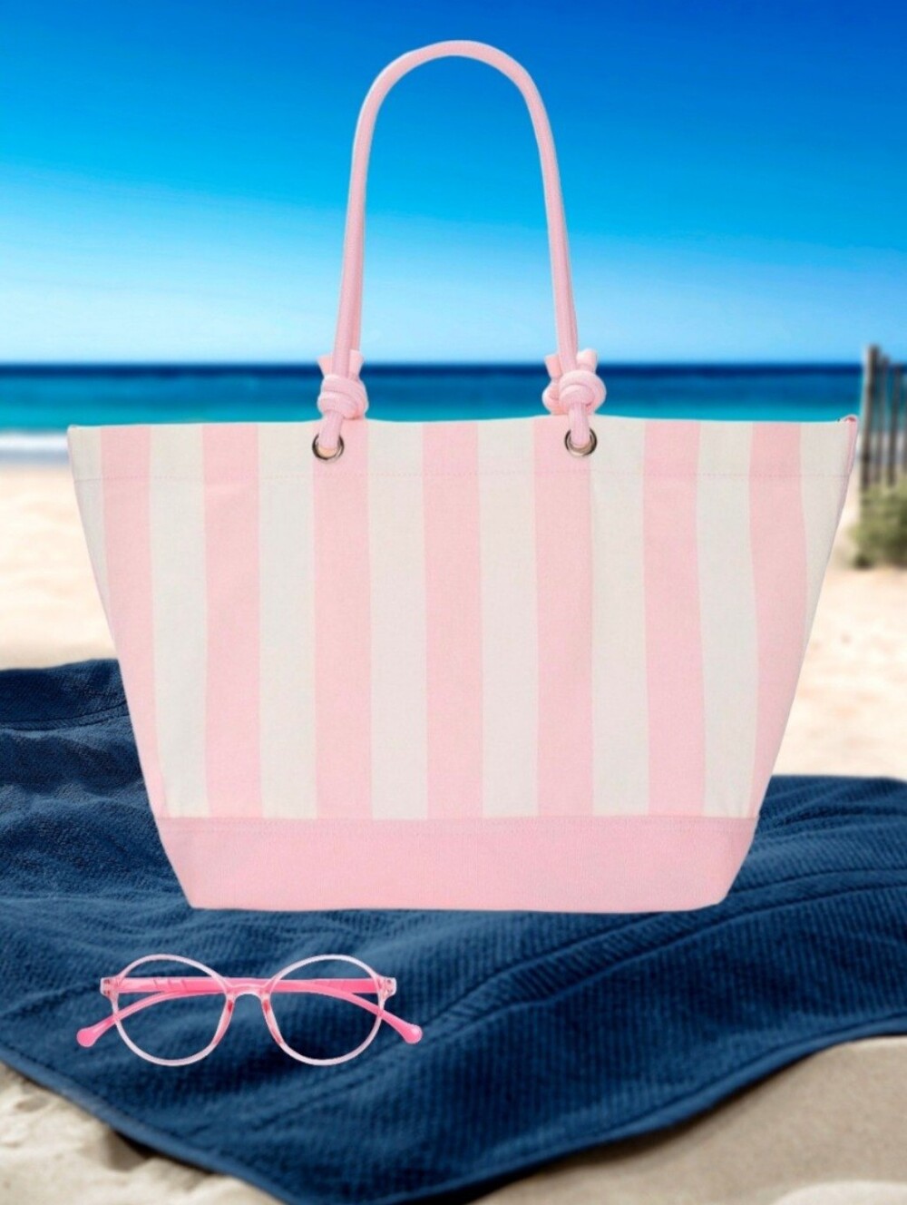 Victoria's Secret Heritage Stripe Logo Rope Handle Tote New!♡♡